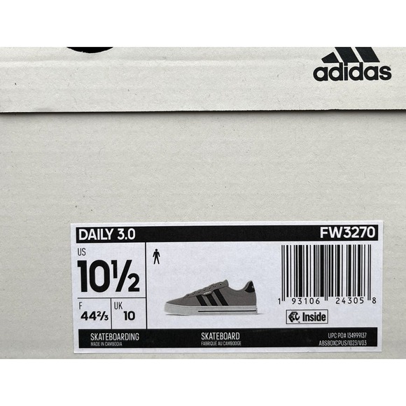 adidas Men\'s Daily 3.0 Canvas Skate‎ Sneakers Size 10.5 Gray/Black Casual Shoes main image 10
